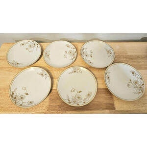 Noritake Nippon Hand Painted Bread Butter Plate Floral Gold Moriage 6" Set Of 6